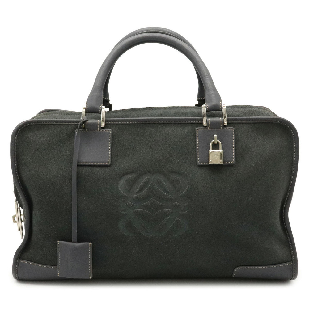Loewe Amazona Handbag Boston Bag Suede Leather Gray
